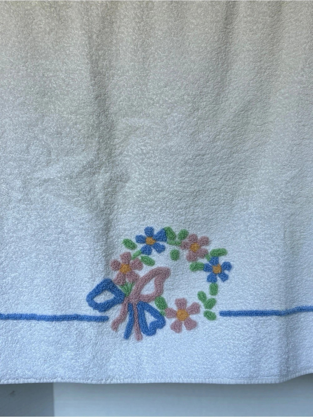 Martex Embroidered Style Bath Towel White & Blue
